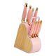 10-piece Heart-shaped Stainless Steel Knife Block Set Pink