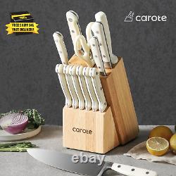 14 Pieces Knife Set with Wooden Block Stainless Steel Knives Dishwasher Safe wit