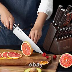 15 Piece Advanced Kitchen Knife Set withBlock Wooden German Stainless Steel Knife