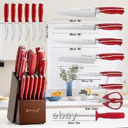15 Piece Kitchen Knife Set with Block Wooden German Stainless Steel Chef Knife