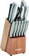 15-piece Stamped Stainless Steel Knife Block Set, High-carbon Stainless Steel Ki