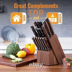 15 Piece Ultra-Sharp Knife Set Kitchen Steel Stainless Knife Set with Chef Block