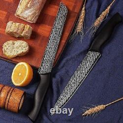 15 Pieces Damascus Kitchen Knife Set with Built in Knife Sharpener Block, Dishwa