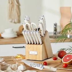 15pcs Kitchen Chef's Knife Set Block Utensils Set German High Carbon Stainless