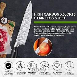 23 Pcs Kitchen Knife Set with Block Sharpener Rod High Carbon Stainless Steel