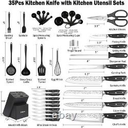 35 Pcs Kitchen Knife Set Stainless Steel Chef's Knives With Block and Sharpener