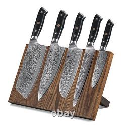 5Pcs TURWHO Kitchen Chef Knives Japanese VG10 Damascus Steel + Knife Block Set
