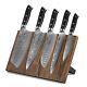5pcs Turwho Kitchen Chef Knives Japanese Vg10 Damascus Steel + Knife Block Set