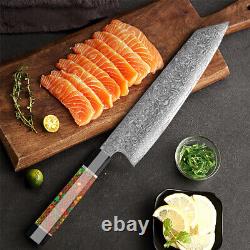 5Pcs TURWHO Kitchen Knife Block Set Japanese VG10 Damascus Steel Nakiri Knife