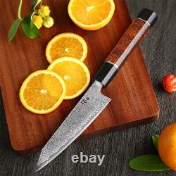 5Pcs TURWHO Kitchen Knife Block Set Japanese VG10 Damascus Steel Nakiri Knife