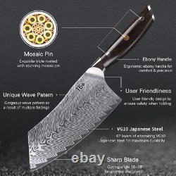 6Pcs TURWHO Chef Knife Set Japanese Damascus Steel Kitchen Knives + Knife Block