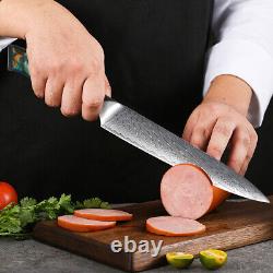 6Pcs TURWHO Cleaver Kitchen Knife Japan VG10 Damascus Steel Chef Knife Block Set