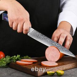 6x TURWHO Cleaver Chef Knife Japan VG10 Damascus Steel Kitchen Knife Block Set