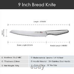 7Pcs TURWHO Chef Kiritsuke Knife Block Set German Stainless Steel Kitchen Knife