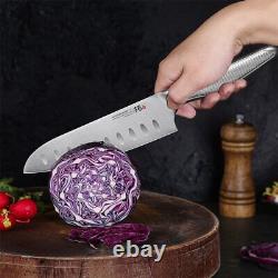 7Pcs TURWHO Chef Knife German Stainless Steel Kitchen Knives + Knife Block Set