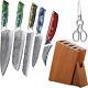 7pcs Turwho Kitchen Knife Block Shears Set Japan Vg10 Damascus Steel Chief Knife