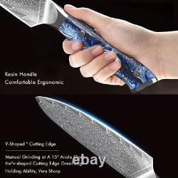 7Pcs TURWHO Kitchen Knife Block Shears Set Japan VG10 Damascus Steel Chief Knife
