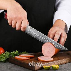 7x TURWHO Chef Knife Japanese VG10 Damascus Steel Kitchen Knife Block Shears Set