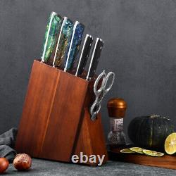 7x TURWHO Kitchen Knife Block Japan Damascus Steel Chef Knife Colorful Handles