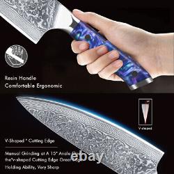 7x TURWHO Kitchen Knife Block Set Japan VG10 Damascus Steel Chef Cook Knife Set