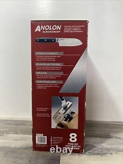 ANOLON ALWAYSSHARP Japanese Steel Knife Block Set With Built In Sharpener 8pc