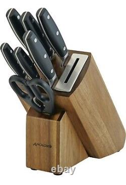 Anolon AlwaysSharp Japanese Steel Knife Block Set W Built In Sharpener 8 Peice