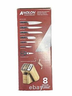 Anolon AlwaysSharp Japanese Steel Knife Block Set W Built In Sharpener 8 Peice