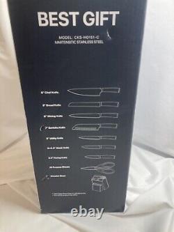 BRODARK Kitchen Knife Set with Block, Ultra Sharp 15 PCS German Stainless Steel