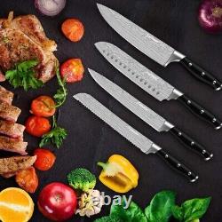 Black Knife Set, Kitchen Knife Set with Block, Stainless Steel, Ergonomic Handle