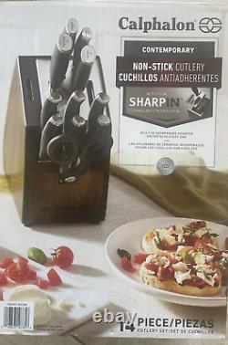 Calphalon Contemporary 14 Piece SharpIN Nonstick Cutlery Set with Block New
