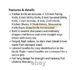 Calphalon Kitchen Knife Set with Self-Sharpening Block, 15-Piece Classic High