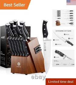 Chef Knife Set with Block and Sharpener German Stainless Steel (15 Pieces)