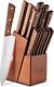 German Stainless Steel Kitchen Knife Set With Block Wooden, Kitchen Knives Shar