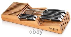 German Steel Forged 6-Piece Knife Set with Bamboo in Drawer Storage Knife Block