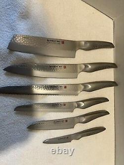 Global SAI 7 Piece Professional Cutlery Block Stainless Knife Set. NEW No Box