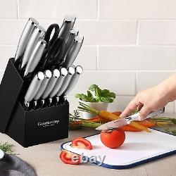 Gourmetop Knife Set, 20 Pcs Kitchen Knife Set with Block, Stainless Steel Knife