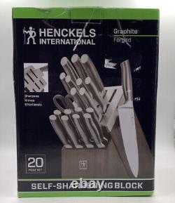 HENCKELS Graphite 20-pc Self-Sharpening Knife Set with Block, Chef Knife NEW