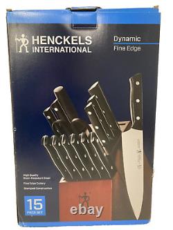 HENCKELS Knife Block Set, 15 Piece, Dynamic Fine Edge, Black