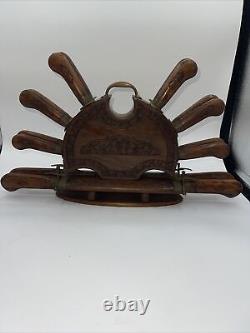 Hand-Carved Stainless Steel Cutlery Set With Wooden Knife Block RARE