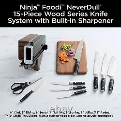 K52015 Foodi NeverDull 15 Piece Premium Knife System Wood Series Block Walnut