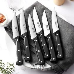 KEEMAKE 15PCS Kitchen Knife Set with Block, Razor Sharp Chef Knives and Shears