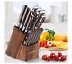 Kitchen Knife Set, 16-piece Knife Set With Built-in Sharpener And Wooden Block