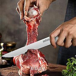 Kitchen Knife Set Stainless Steel Meat Cleaver Chef's Knife with Block Sharpener