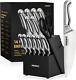 Kitchen Knife Set With Block, 14 Pieces German Stainless Steel Knife Block Set