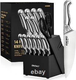Kitchen Knife Set with Block, 14 Pieces German Stainless Steel Knife Block Set