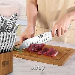Kitchen Knife Set with Block, 16-Piece Sharp Japanese Stainless Steel Chef Kn