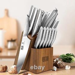 Kitchen Knife Set with Block, 16-Piece Sharp Japanese Stainless Steel Chef Kn
