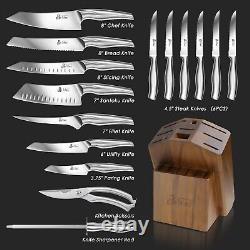 Kitchen Knife Set with Block, DDF iohEF 16 PCS Knife Set for Kitchen with Blo
