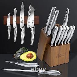 Kitchen Knife Set with Block, DDF iohEF 16 PCS Knife Set for Kitchen with Blo