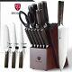 Kitchen Knife Set With Block, Full Tang 15 Pcs Professional Chef Knife Set Wi